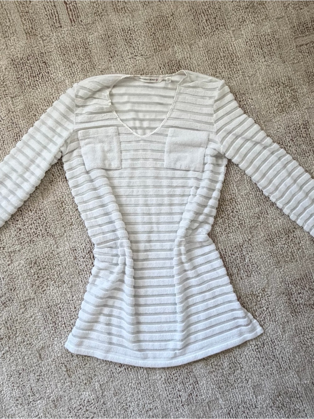 Vintage Victoria’s Secret Y2K sheer striped beach sleep cover-up M